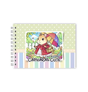 Livro de colorir Capivaras Cute - Capa Verde