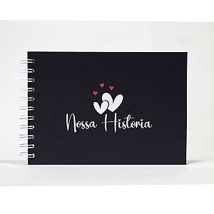 Álbum Scrapbook 15x21 - Nossa História - Preto
