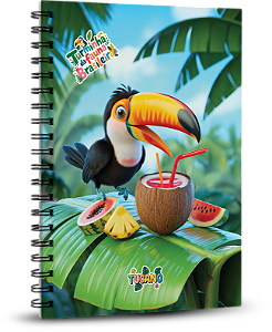Caderno Universitário 100 folhas - A Turminha da Fauna Brasileira - Tucano
