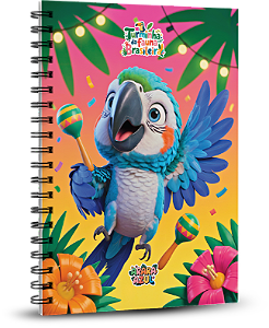 Caderno Universitário 100 folhas - A Turminha da Fauna Brasileira - Arara Azul