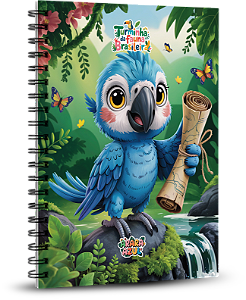 Caderno Universitário 100 folhas - A Turminha da Fauna Brasileira - Arara Azul