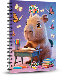 Caderno Universitário 100 folhas - A Turminha da Fauna Brasileira - Capivara