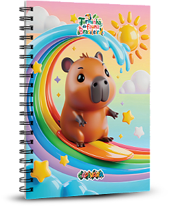 Caderno Universitário 100 folhas - A Turminha da Fauna Brasileira - Capivara