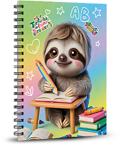 Caderno Universitário 100 folhas - A Turminha da Fauna Brasileira - Bicho Preguiça