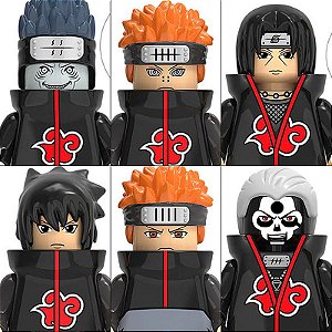 Conjunto com 06 Personagens Akatsuki Naruto Shippuden