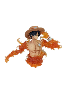 Portgas D. Ace em Chamas - Estátua Colecionável Anime One Piece, PVC Brilhante