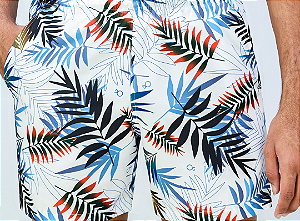 Bermuda Ogochi Boxer Tactel Branco Estampado: