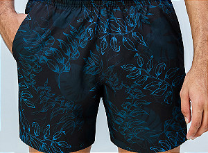 Bermuda Ogochi Boxer Tactel Azul Marinho Estampado: