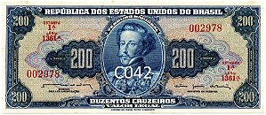 Cédulas de 200 cruzeiros – 1943 a 1964 – ABNC