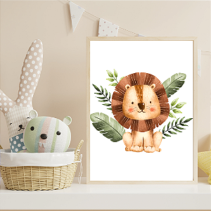 Quadro Leão na Floresta