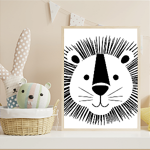 Quadro Leão Preto e Branco