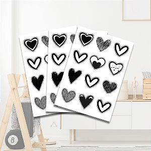 Adesivo Transparente Coração Minimalista Preto