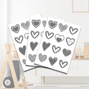 Adesivo Transparente Coração Minimalista Cinza