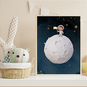 Quadro Astronauta na Lua Menino