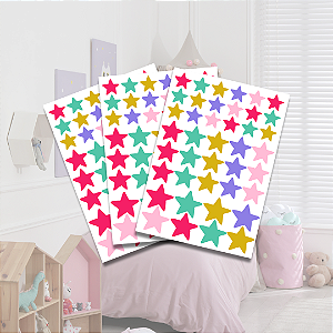 Adesivo Estrelas Coloridas Tamanhos Variados