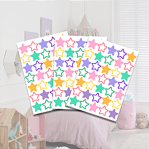 Adesivo Estrelas Coloridas e Transparente