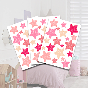 Adesivo Transparente Estrelas Rabiscado Rosa