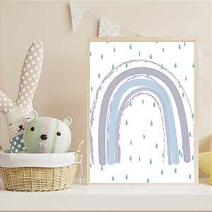 Quadro Arco Íris Chuva Azul