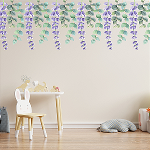 Adesivo Raminhos Folhas e Lilás