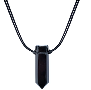 Colar Difusor Lapidado em Ponta Obsidiana - Algodão - Naturezza