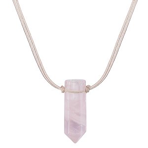 Colar Difusor Lapidado em Ponta Quartzo Rosa - Algodão - Naturezza