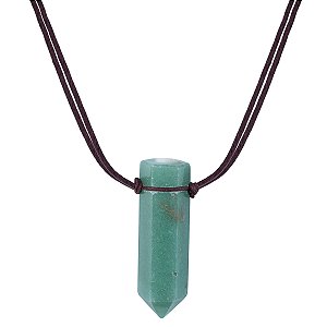 Colar Difusor Lapidado em Ponta Quartzo Verde - Algodão - Naturezza