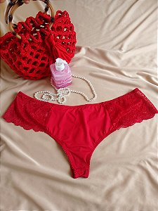 Calcinha Vermelha Plus Size Fio Duplo com Renda – Vibes e Talls