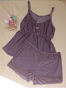 Baby Doll Plus Size Roxo com Renda Vibes e Talls