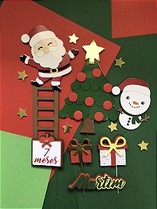 Topo de Bolo: Natal Papai Noel na escada