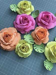 Topo de Bolo: Rosas Neon