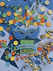 Topo de Bolo: Carnaval Máscara azul