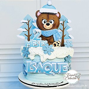 Topo de Bolo: Inverno - Urso em camadas
