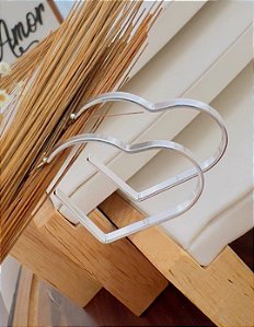 Brinco Argola de Coração Folheado à Prata