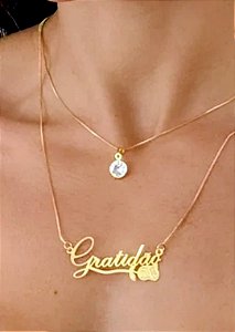 Colar Gratidão e Pingente Folheado a Ouro.