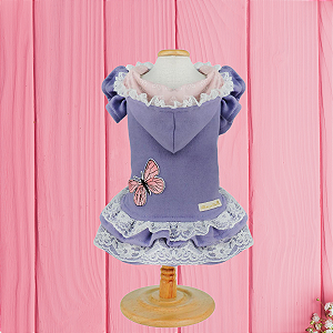 Casaco Babado Borboleta Lilás - Bonito Pra Cachorro