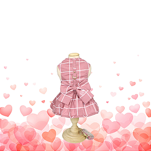VESTIDO LAÇO E GUIA GRID ROSA - PATA CHIC