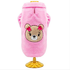 Casaco Ursa Rosa para Cachorro em Fleece com Passa Guia - Mascote Pet