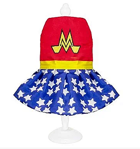 Vestido Estrela para Cães Pequenos | Super-Heroína, Conforto e Muito Estilo ⭐❤️💙