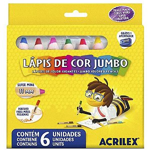 Lápis de Cor Jumbo  6 cores Acrilex