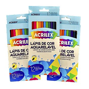 Lápis de Cor Aquarelável 12 Cores  + 1 pincel  Acrilex