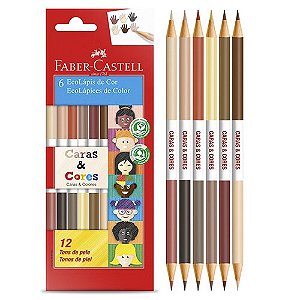 Lápis de Cor Tons de Pele 6 Eco Lápis 12 Tons de Pele  Faber Castell