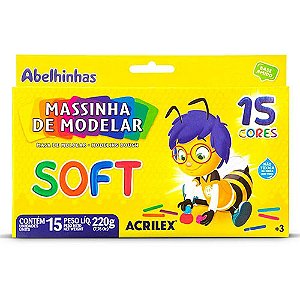 Massinha de Modelar Acrilex com 6, 12 ou 15 cores