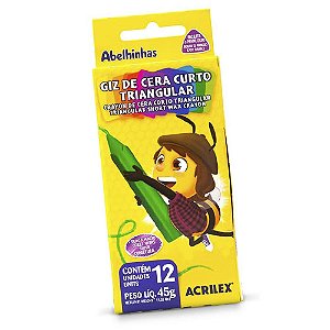 Giz de Cera Curto  Triangular 12Cores Acrilex