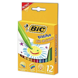 Giz de Cera 12 Cores Bic Evolution