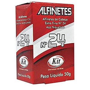 Alfinetes de Cabeça niquelado n°24 extra fino  kit