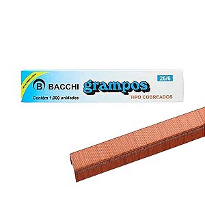 Grampos tipo Cobreados 26/6 1000 unidades Bacchi