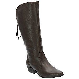 Bota Montaria Texana Feminina Cano Alto Couro Comfort