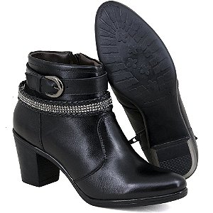 Bota Feminina Cano Curto Couro Comfort