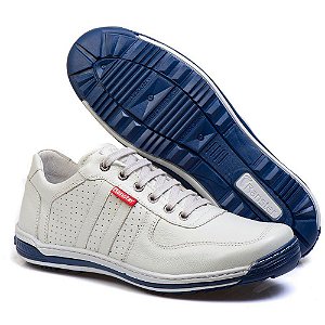 Sapatênis Masculino de Couro Conforto Branco