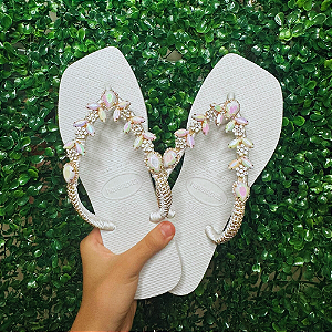 Chinelo Havaianas Decorado Square - Off White